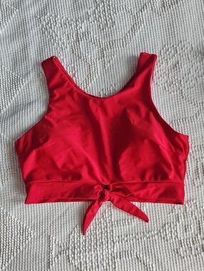 Red Tie-Front Crop Tank Top - Women